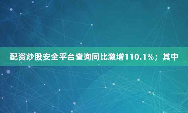 配资炒股安全平台查询同比激增110.1%；其中