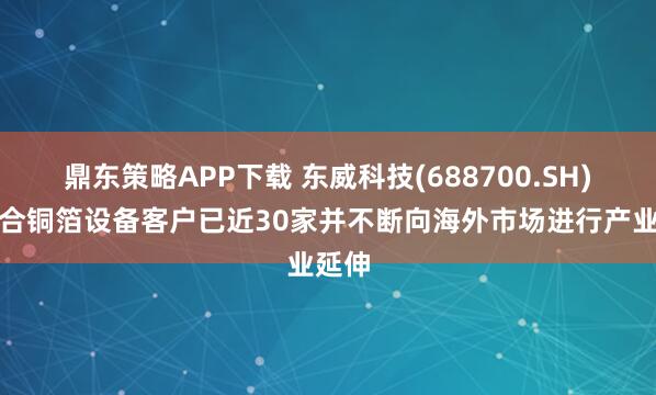 鼎东策略APP下载 东威科技(688700.SH)：复合铜箔设备客户已近30家并不断向海外市场进行产业延伸